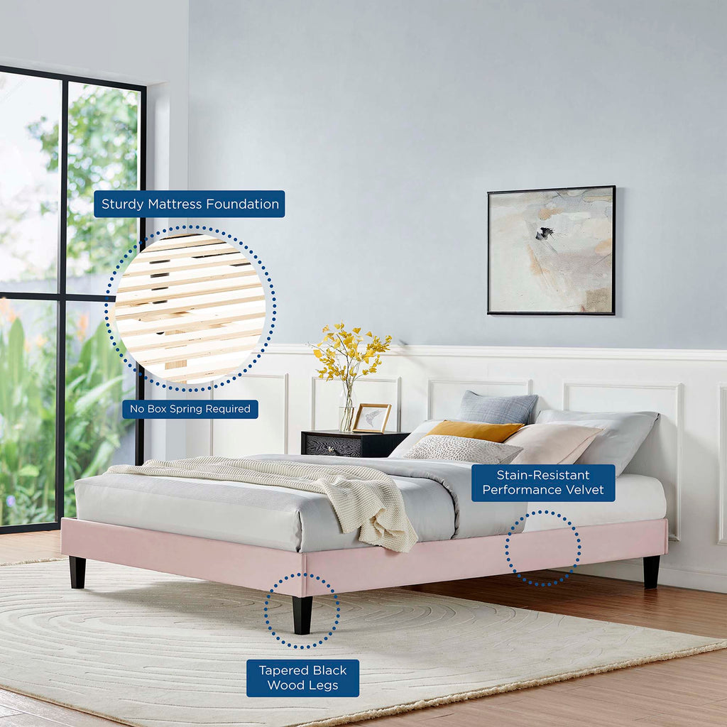 Reign Performance Velvet Platform Bed Frame by Modway