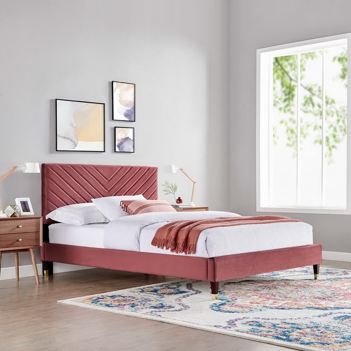 Roxanne Performance Velvet Platform Bed by Modway