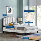 Daisy Tapered Wood Leg Performance Velvet Queen Platform Bed by Modway