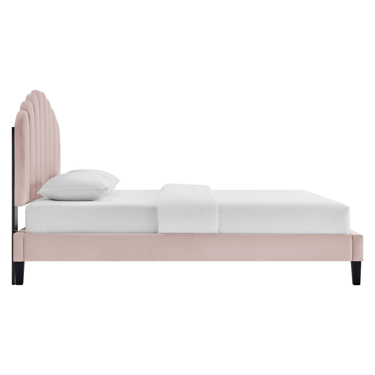 Daisy Tapered Wood Leg Performance Velvet Queen Platform Bed by Modway