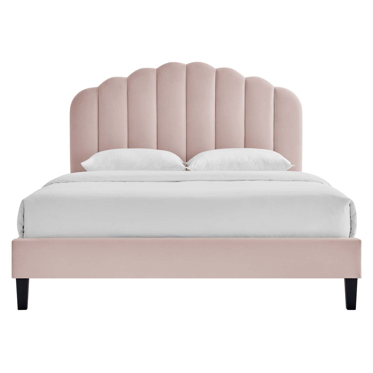 Daisy Tapered Wood Leg Performance Velvet Queen Platform Bed by Modway