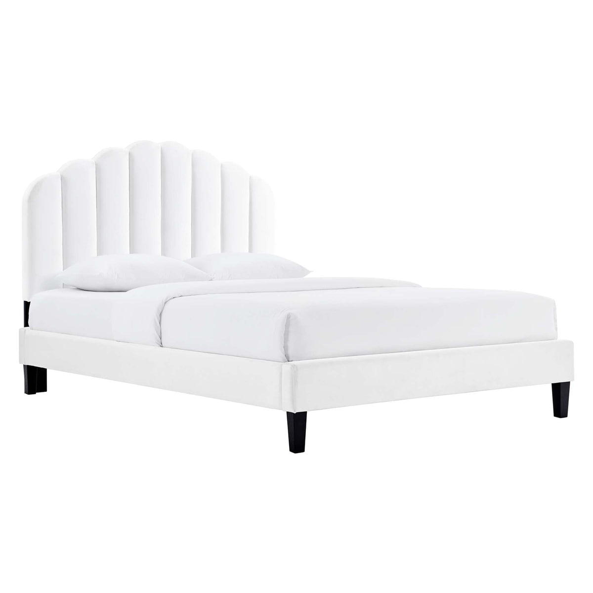 Daisy Tapered Wood Leg Performance Velvet Queen Platform Bed by Modway