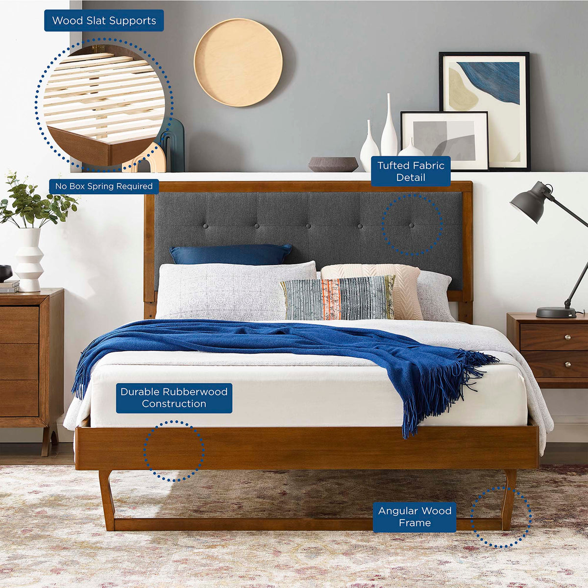 Willow Wood Queen Platform Bed With Angular Frame by Modway