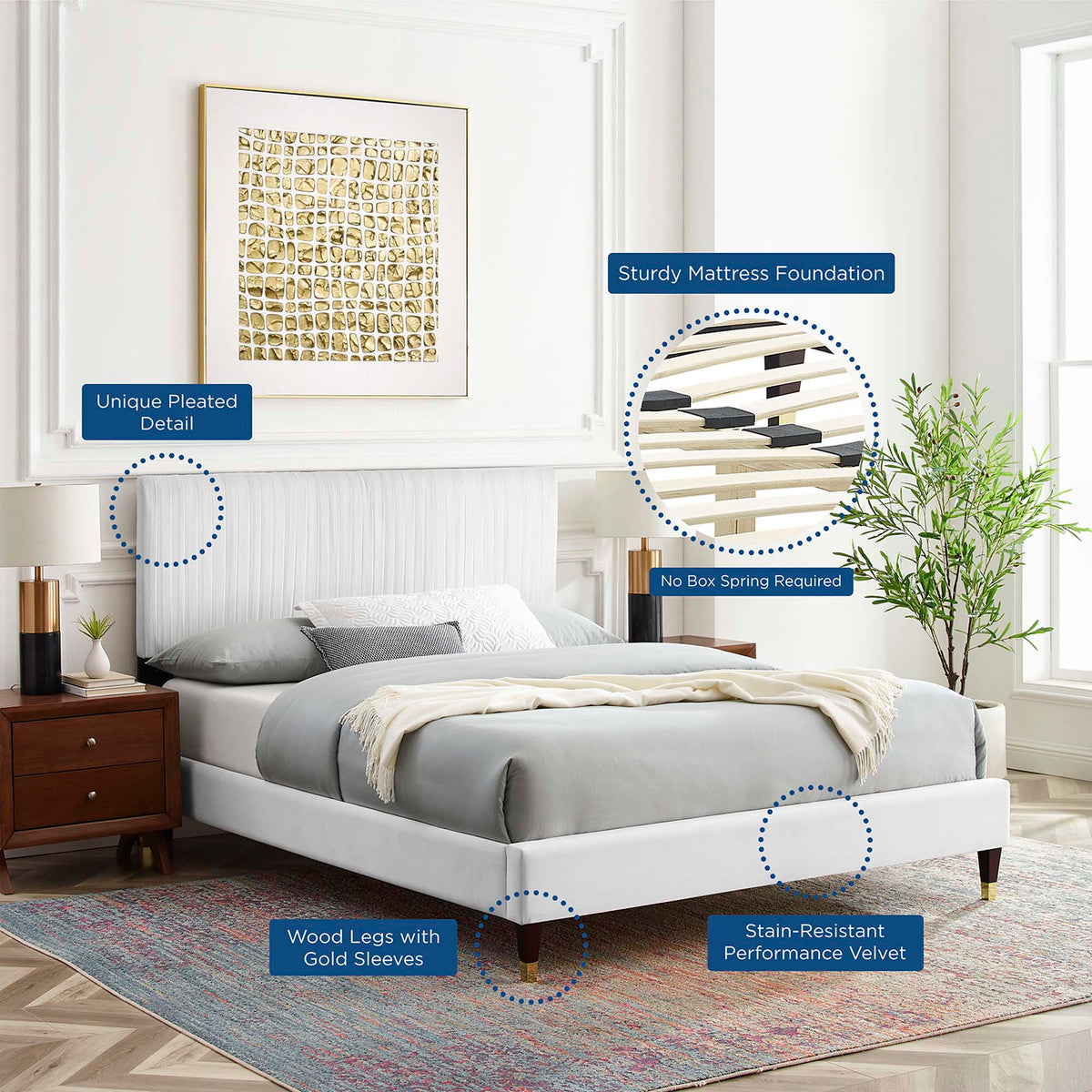 Peyton Performance Velvet Queen Platform Bed by Modway - MOD-6596