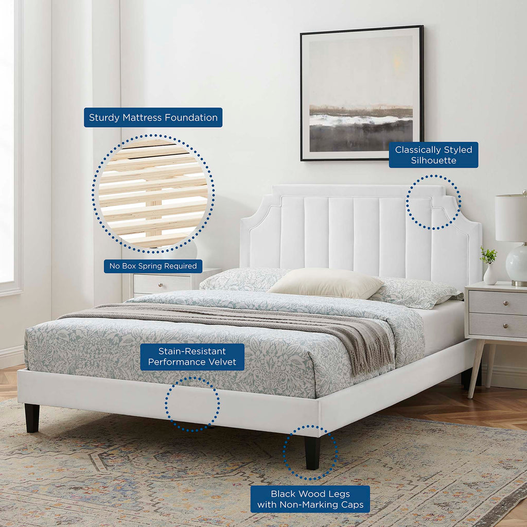 Sienna Performance Velvet Queen Platform Bed by Modway - MOD-6714