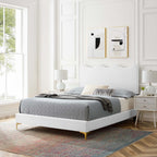 Current Performance Velvet Queen Platform Bed by Modway - Dusty Rose / Pink / White