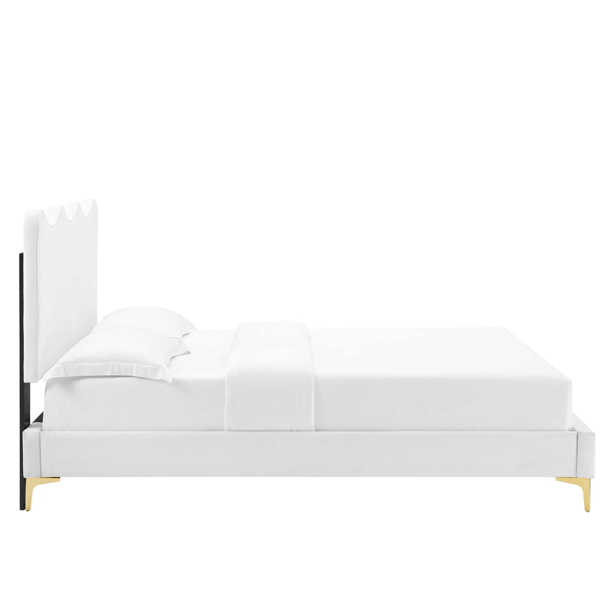 Current Performance Velvet Queen Platform Bed by Modway - Dusty Rose / Pink / White