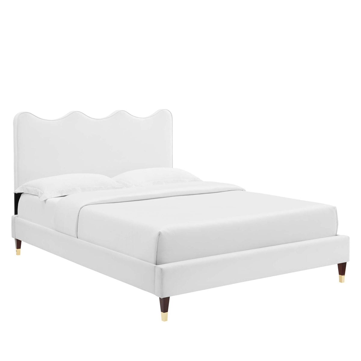 Current Performance Velvet Queen Platform Bed by Modway - Dusty Rose / White