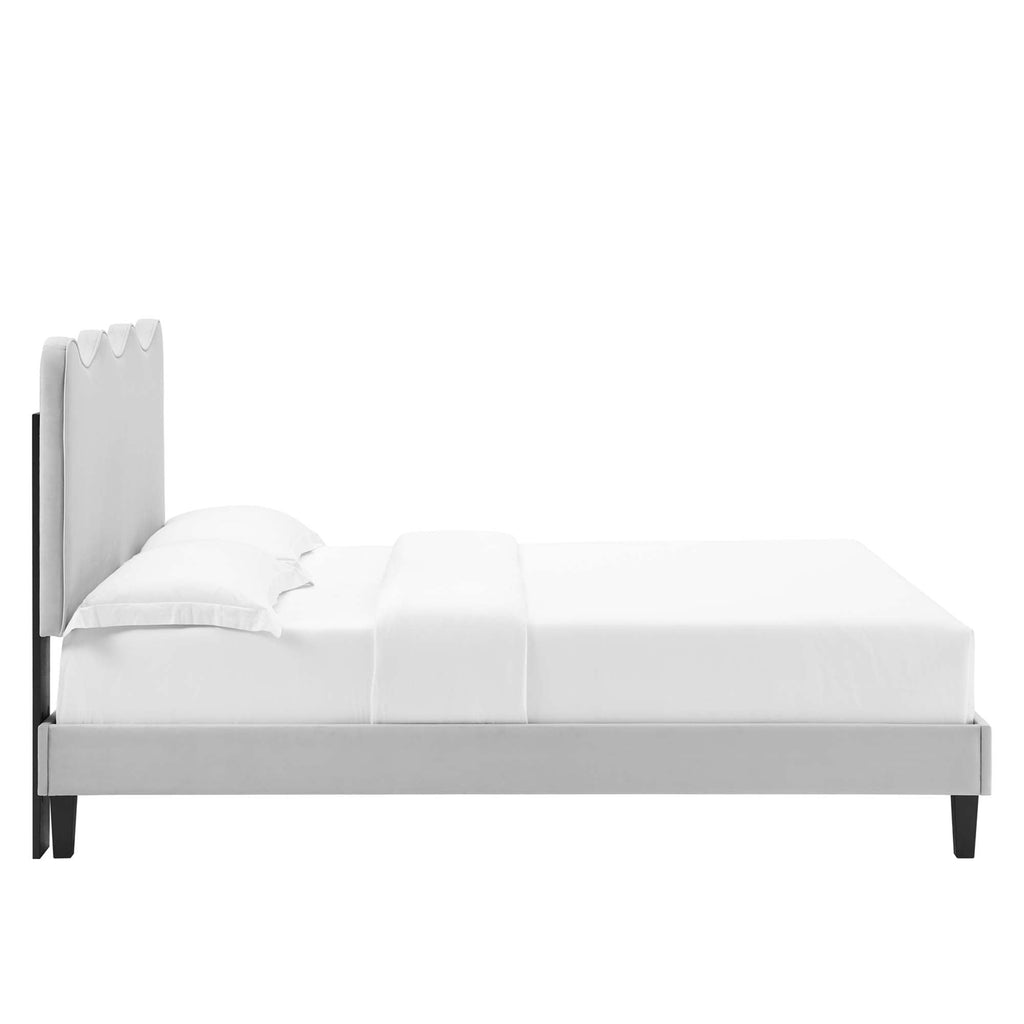 Current Performance Velvet Queen Platform Bed by Modway - Dusty Rose / Light Gray / Pink / White