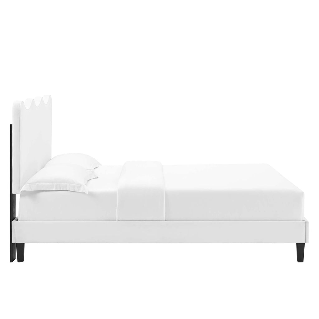 Current Performance Velvet Queen Platform Bed by Modway - Dusty Rose / Light Gray / Pink / White