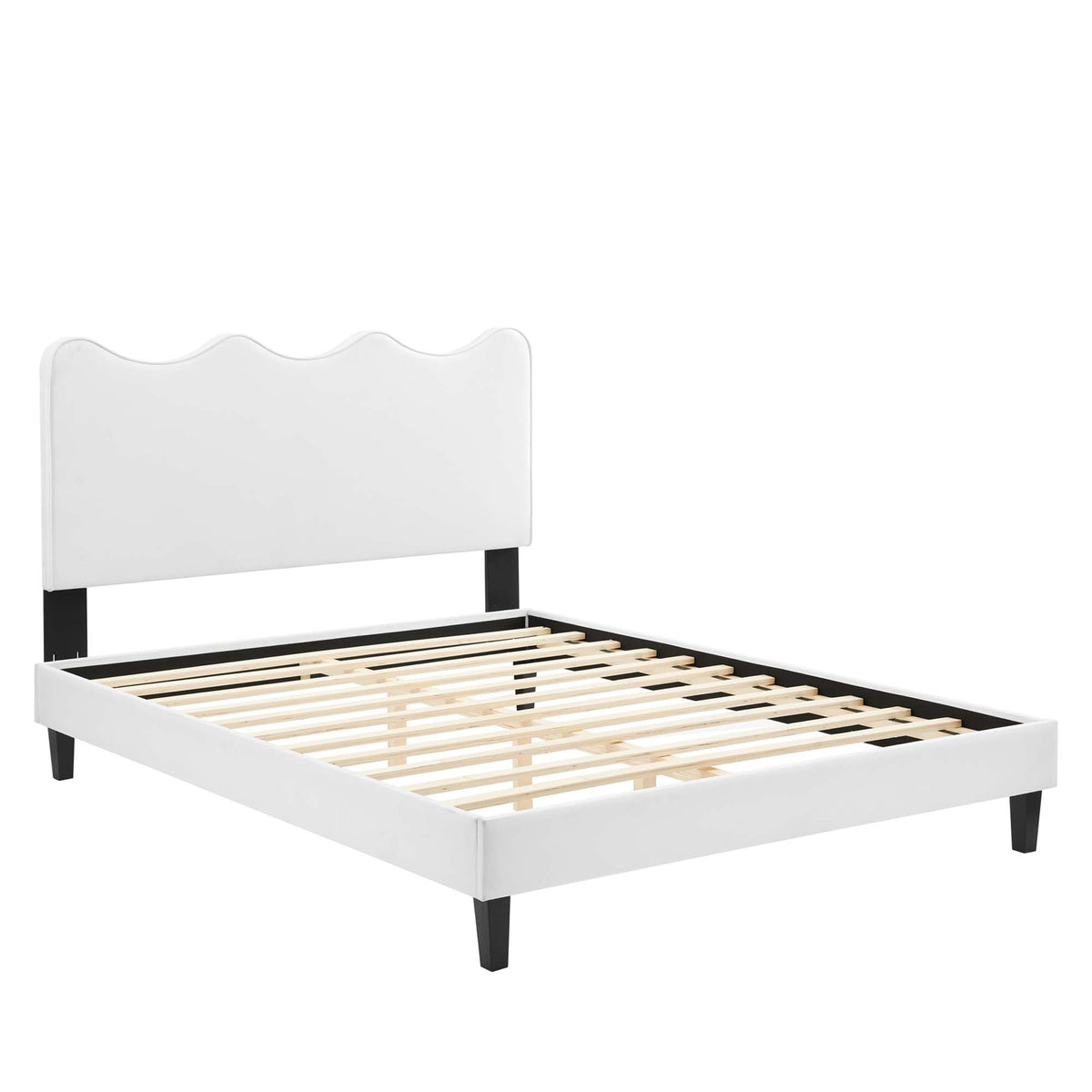 Current Performance Velvet Queen Platform Bed by Modway - Dusty Rose / Light Gray / Pink / White