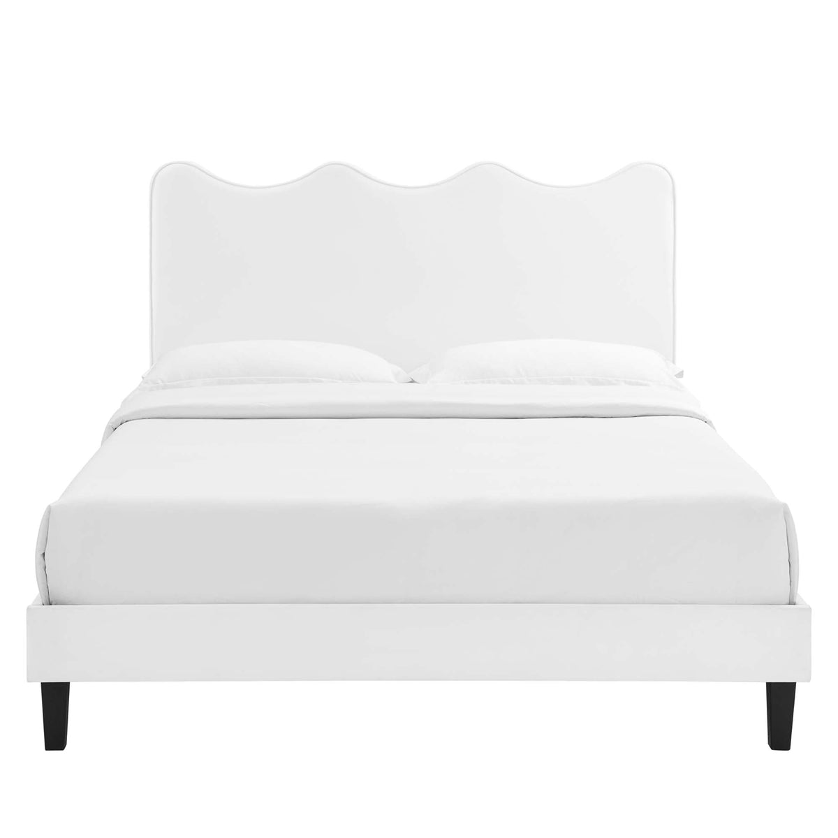 Current Performance Velvet Queen Platform Bed by Modway - Dusty Rose / Light Gray / Pink / White