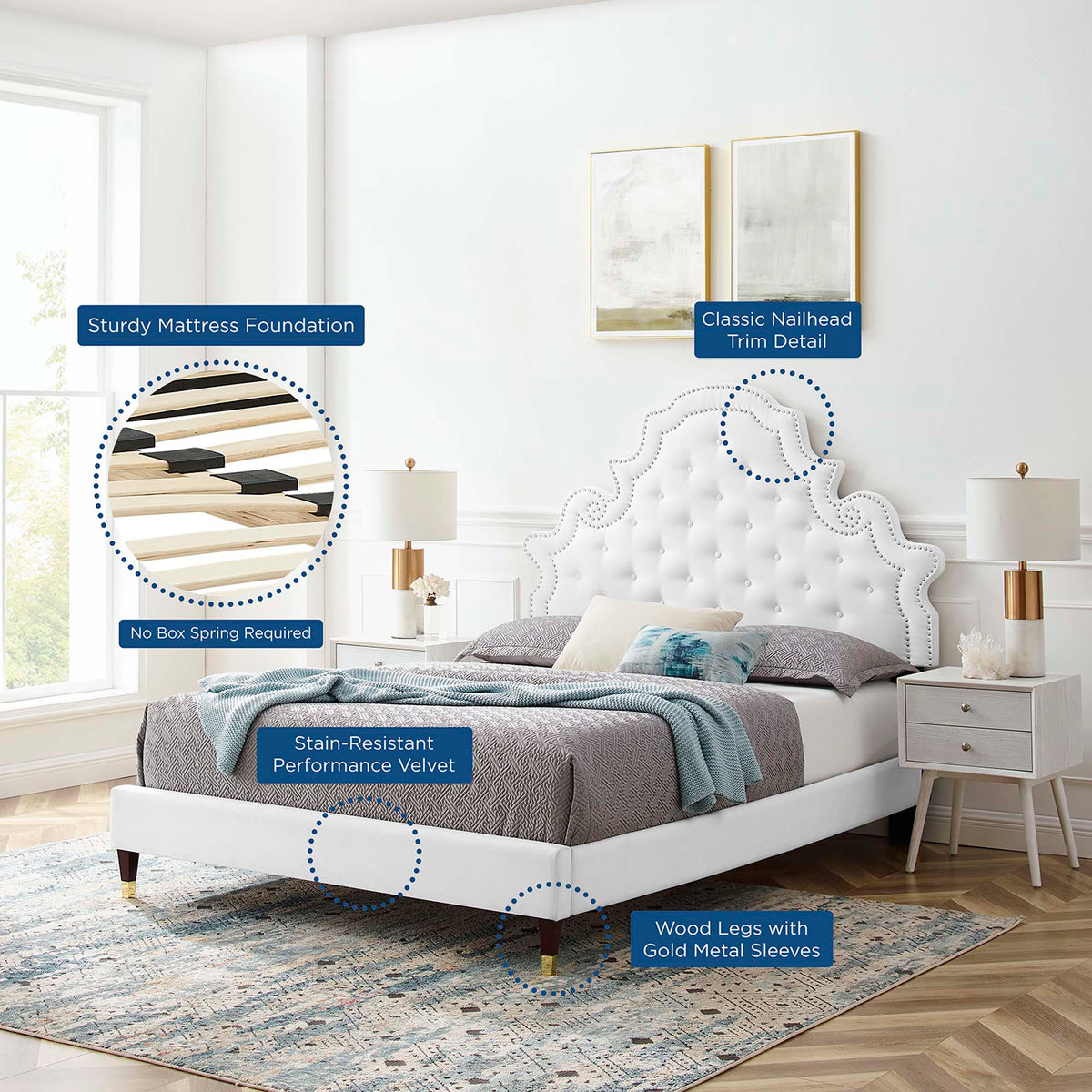 Gwyneth Tufted Performance Velvet Queen Platform Bed by Modway - MOD-6752