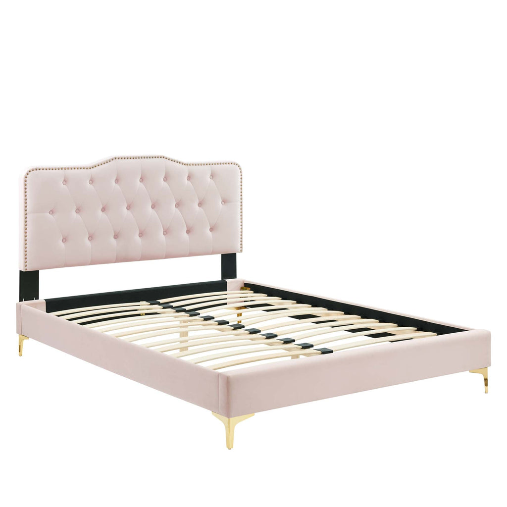 Amber Tufted Performance Velvet Platform Bed by Modway