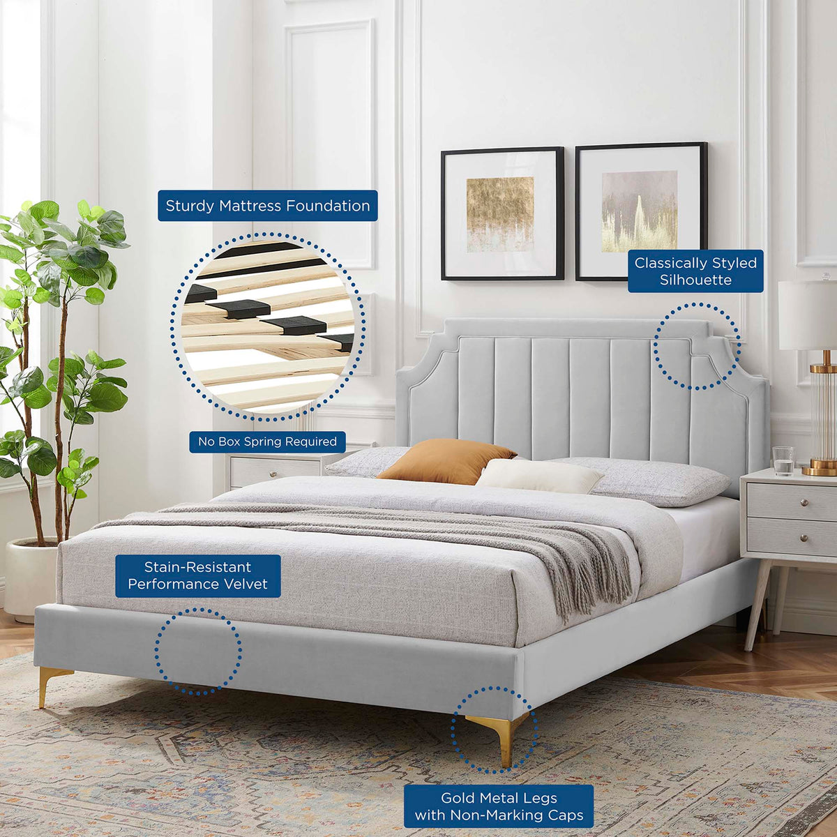 Sienna Performance Velvet Full Platform Bed by Modway - MOD-6912