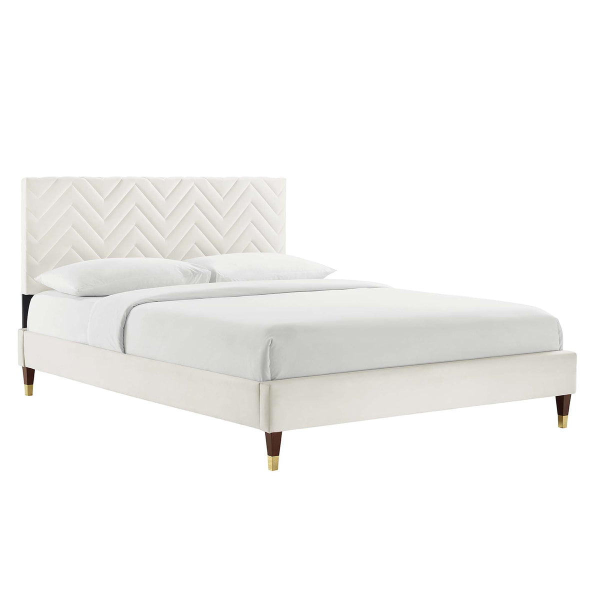 Leah Chevron Tufted Performance Velvet Queen Platform Bed by Modway - MOD-6969