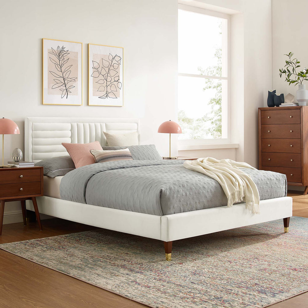 Sofia Channel Tufted Performance Velvet Queen Platform Bed by Modway - MOD-6971