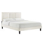 Sofia Tapered Wood Leg Channel Tufted Performance Velvet Queen Platform Bed by Modway