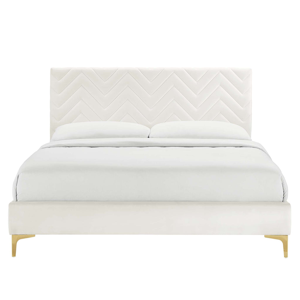 Leah Chevron Tufted Performance Velvet Queen Platform Bed by Modway - MOD-6977