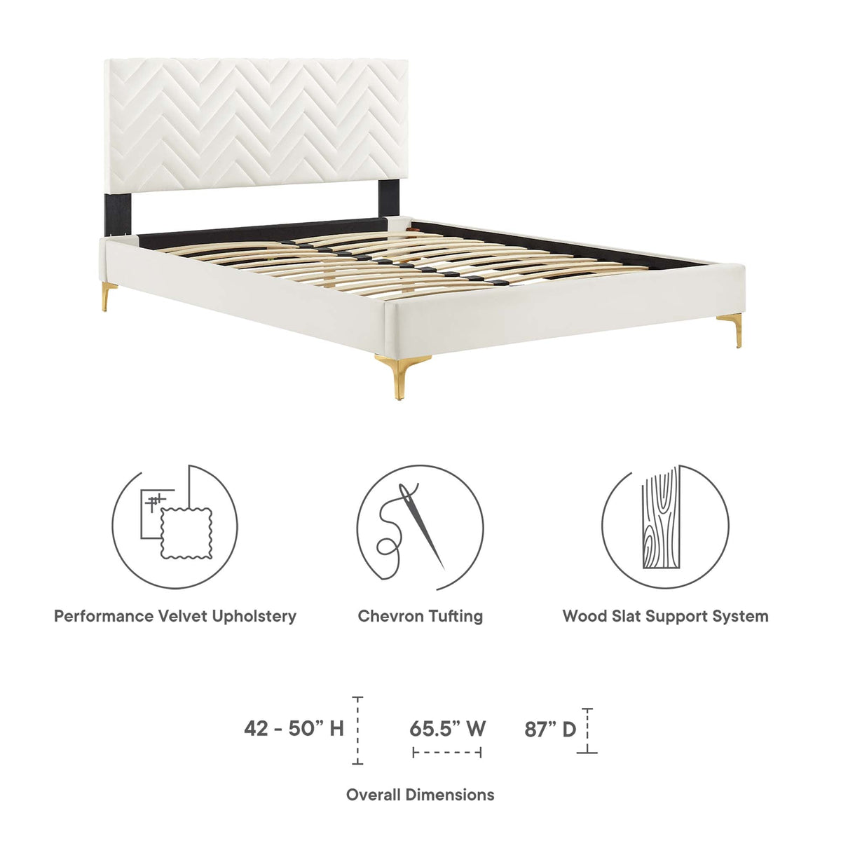 Leah Chevron Tufted Performance Velvet Queen Platform Bed by Modway - MOD-6977