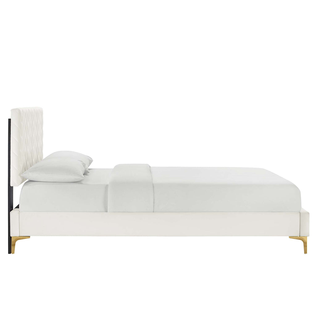Leah Chevron Tufted Performance Velvet Full Platform Bed by Modway - MOD-6993
