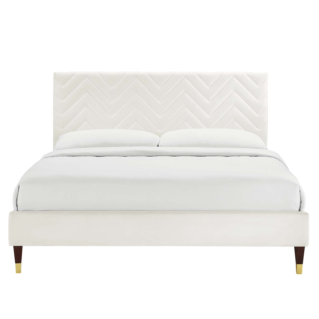Leah Chevron Tufted Performance Velvet Full Platform Bed by Modway - MOD-6997