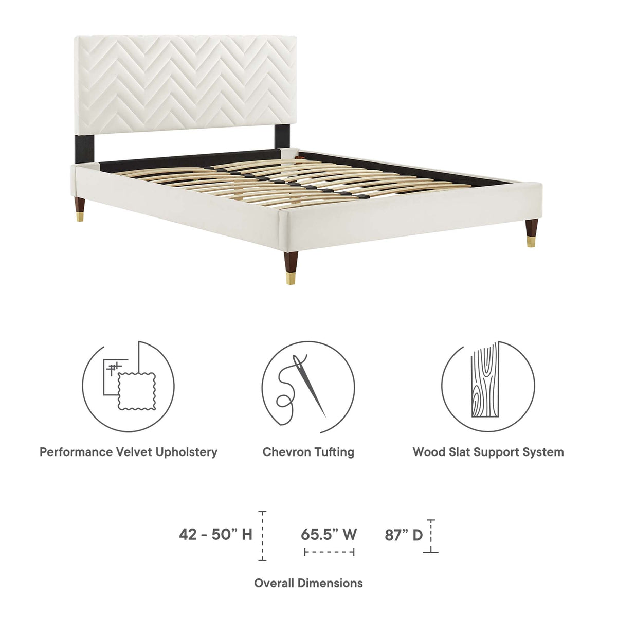 Leah Chevron Tufted Performance Velvet Full Platform Bed by Modway - MOD-6997
