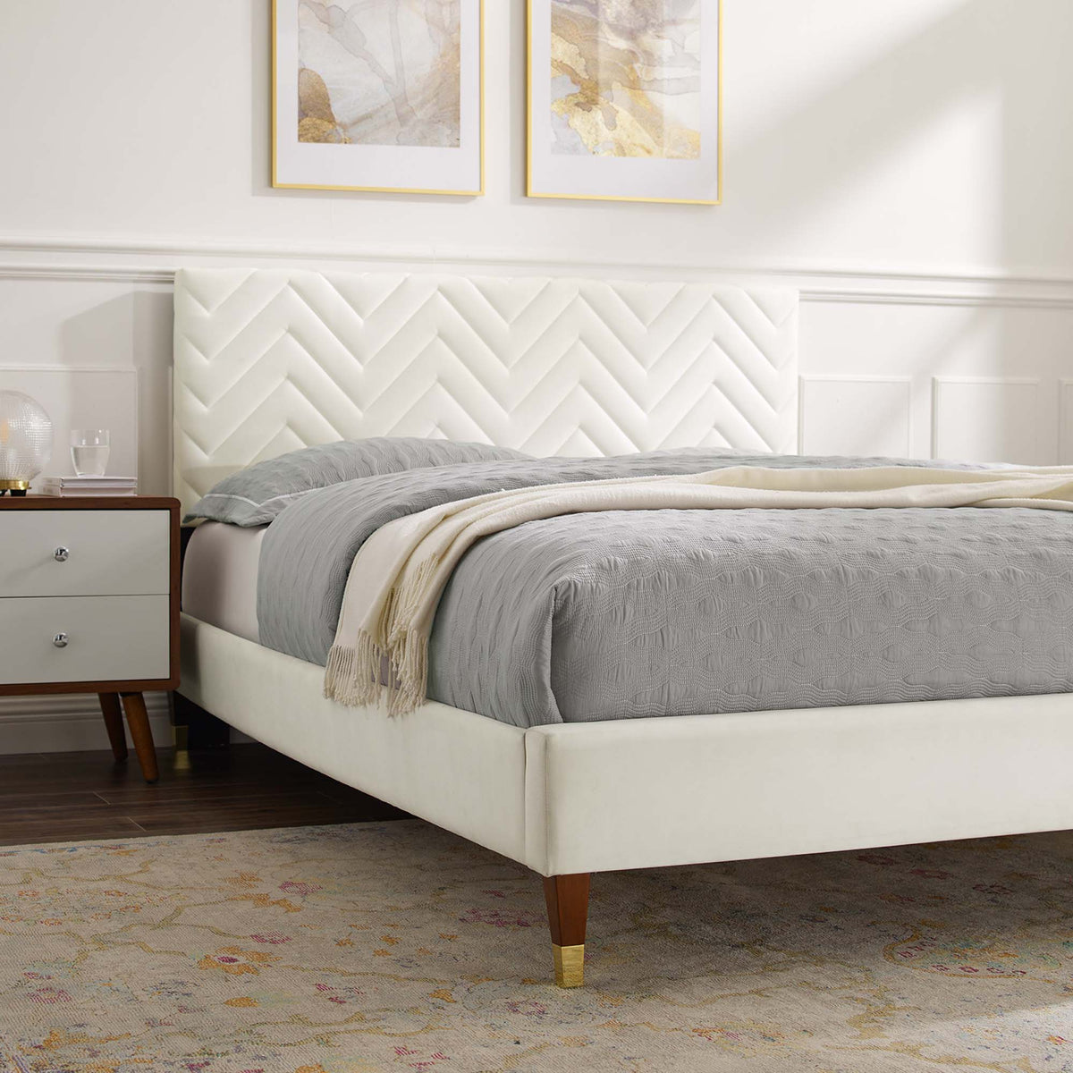 Leah Chevron Tufted Performance Velvet Full Platform Bed by Modway - MOD-6997