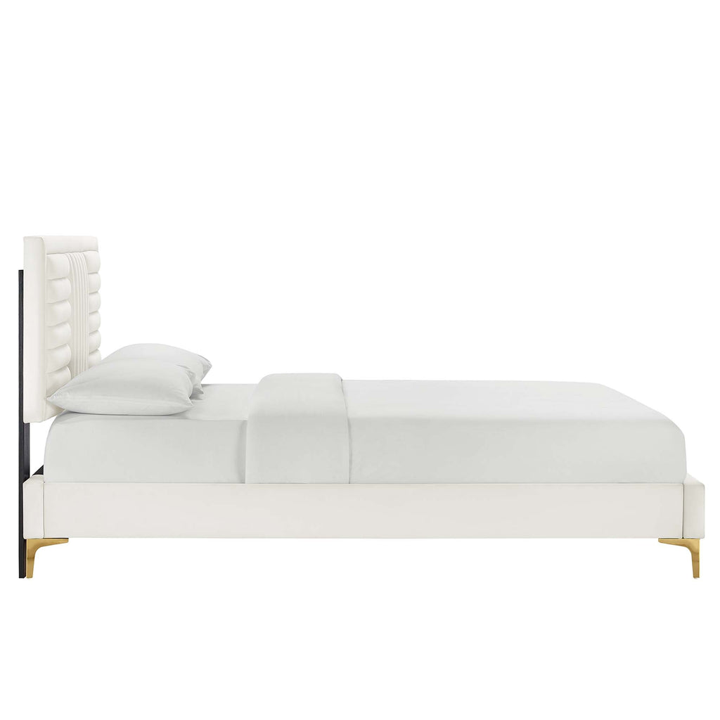 Sofia Channel Tufted Performance Velvet King Platform Bed by Modway - MOD-7007