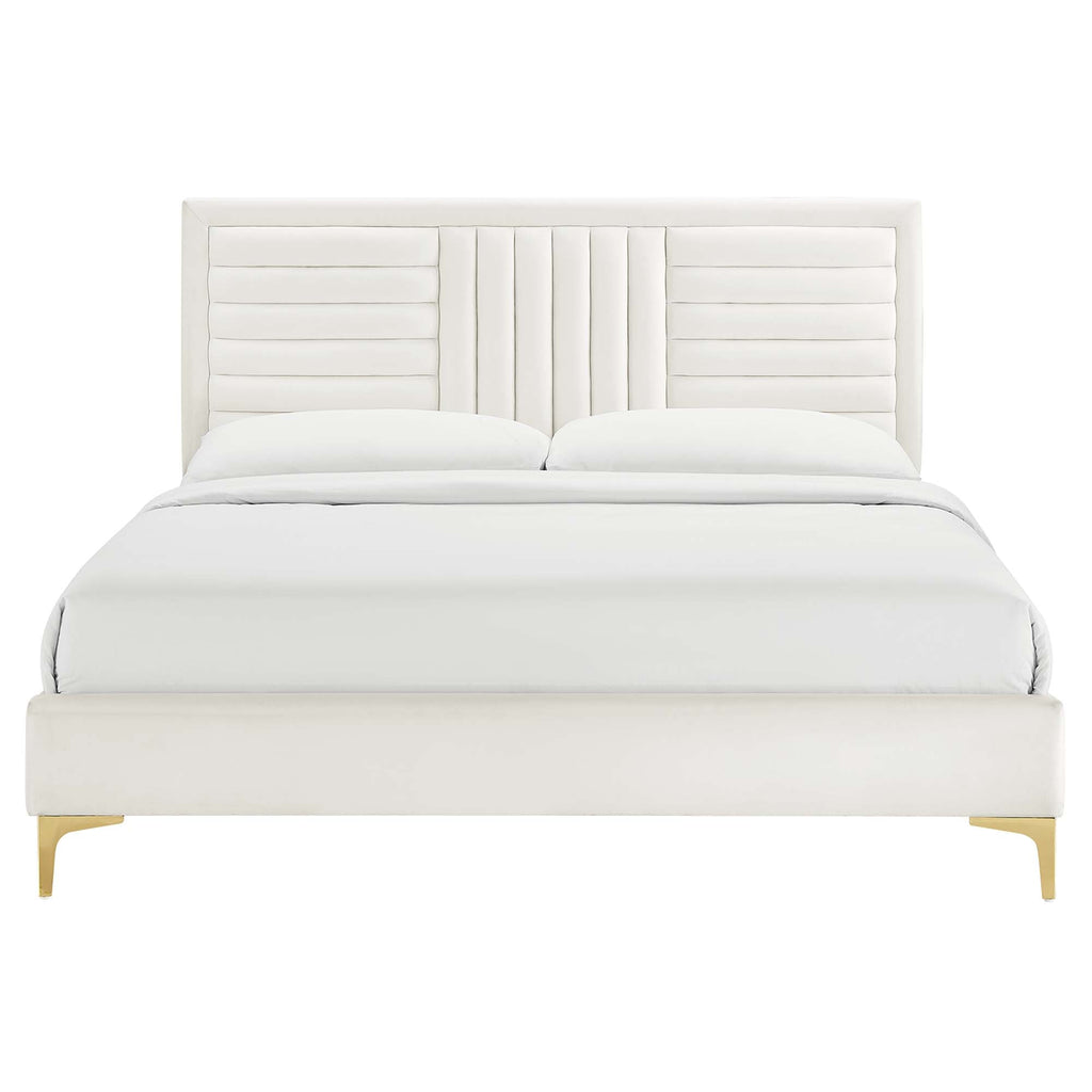 Sofia Channel Tufted Performance Velvet King Platform Bed by Modway - MOD-7007