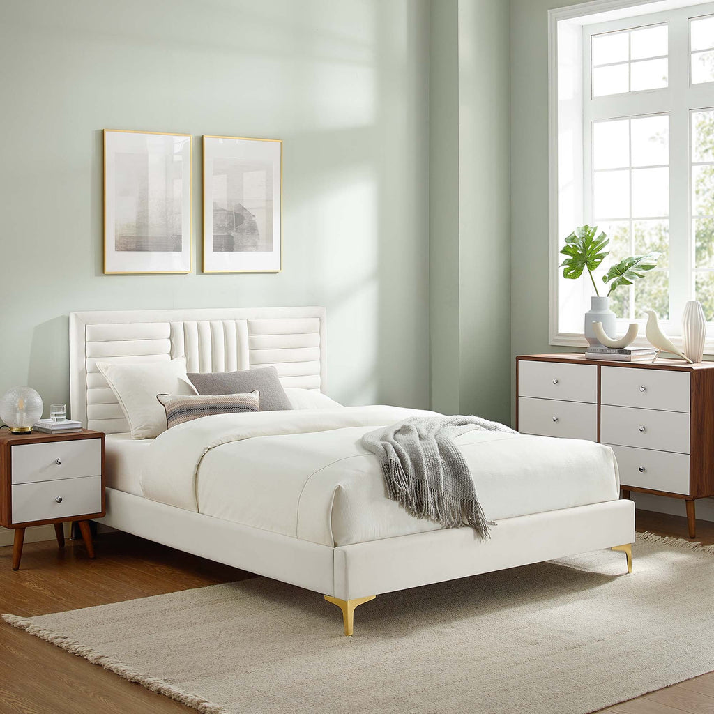 Sofia Channel Tufted Performance Velvet King Platform Bed by Modway - MOD-7007