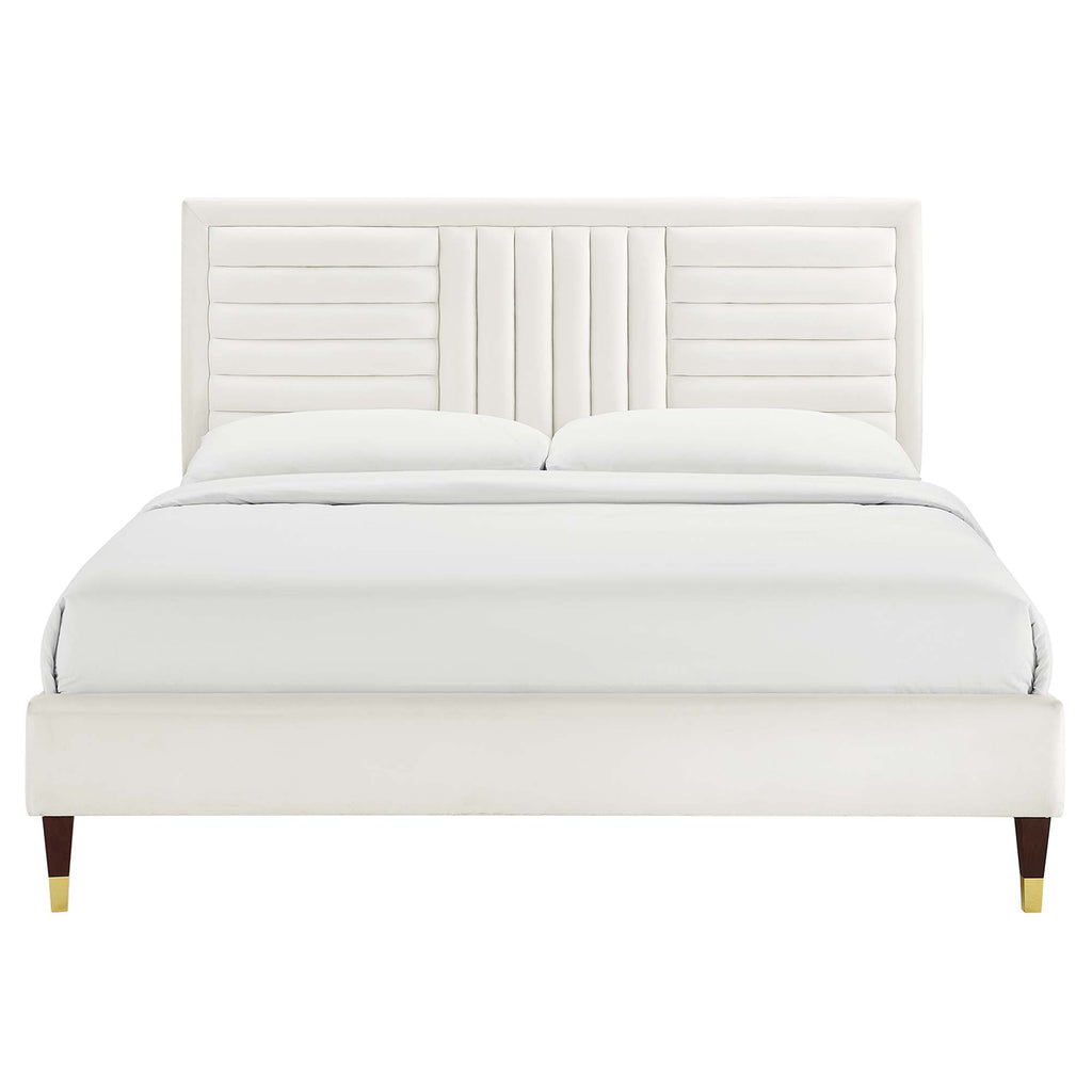 Sofia Channel Tufted Performance Velvet King Platform Bed by Modway - MOD-7011