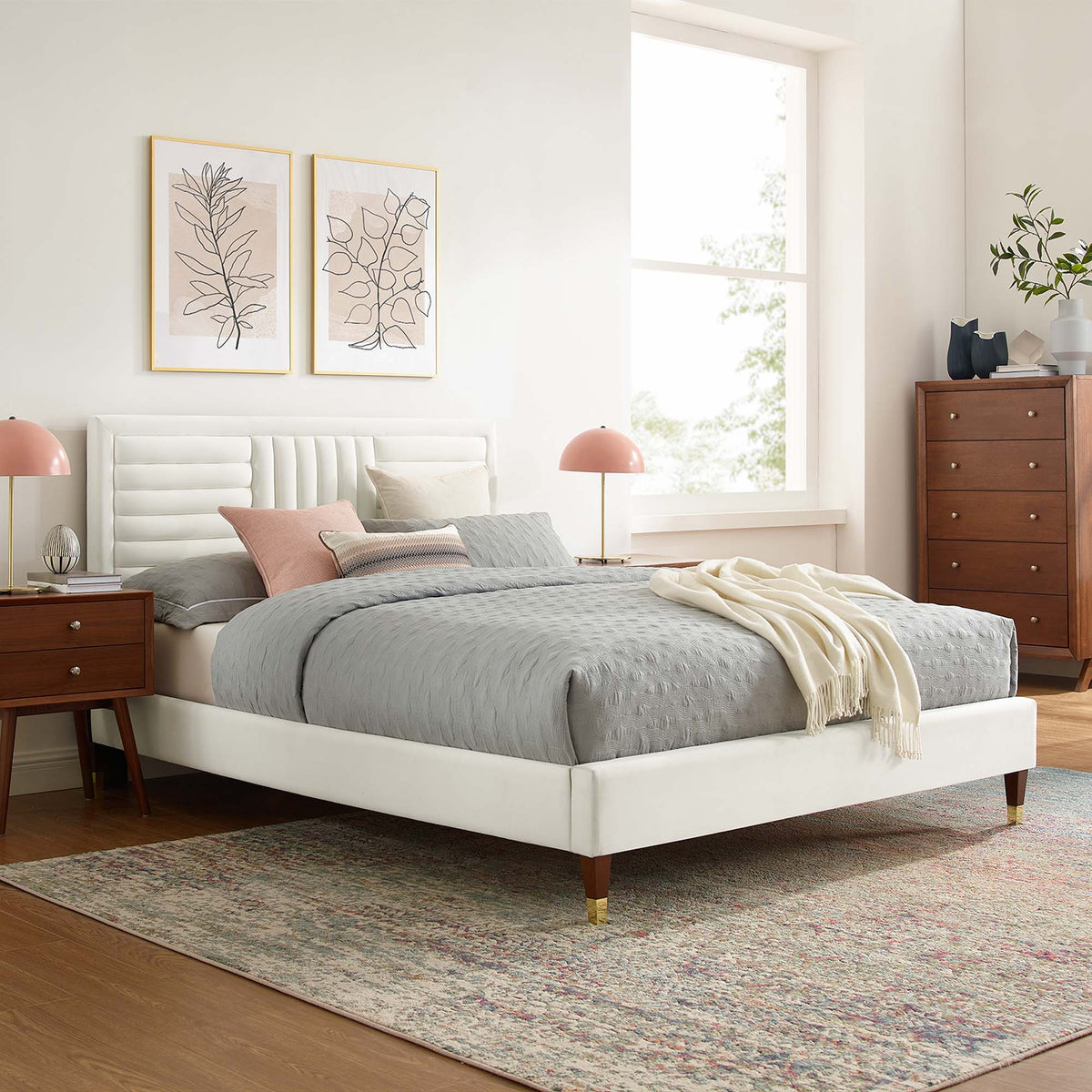 Sofia Channel Tufted Performance Velvet King Platform Bed by Modway - MOD-7011