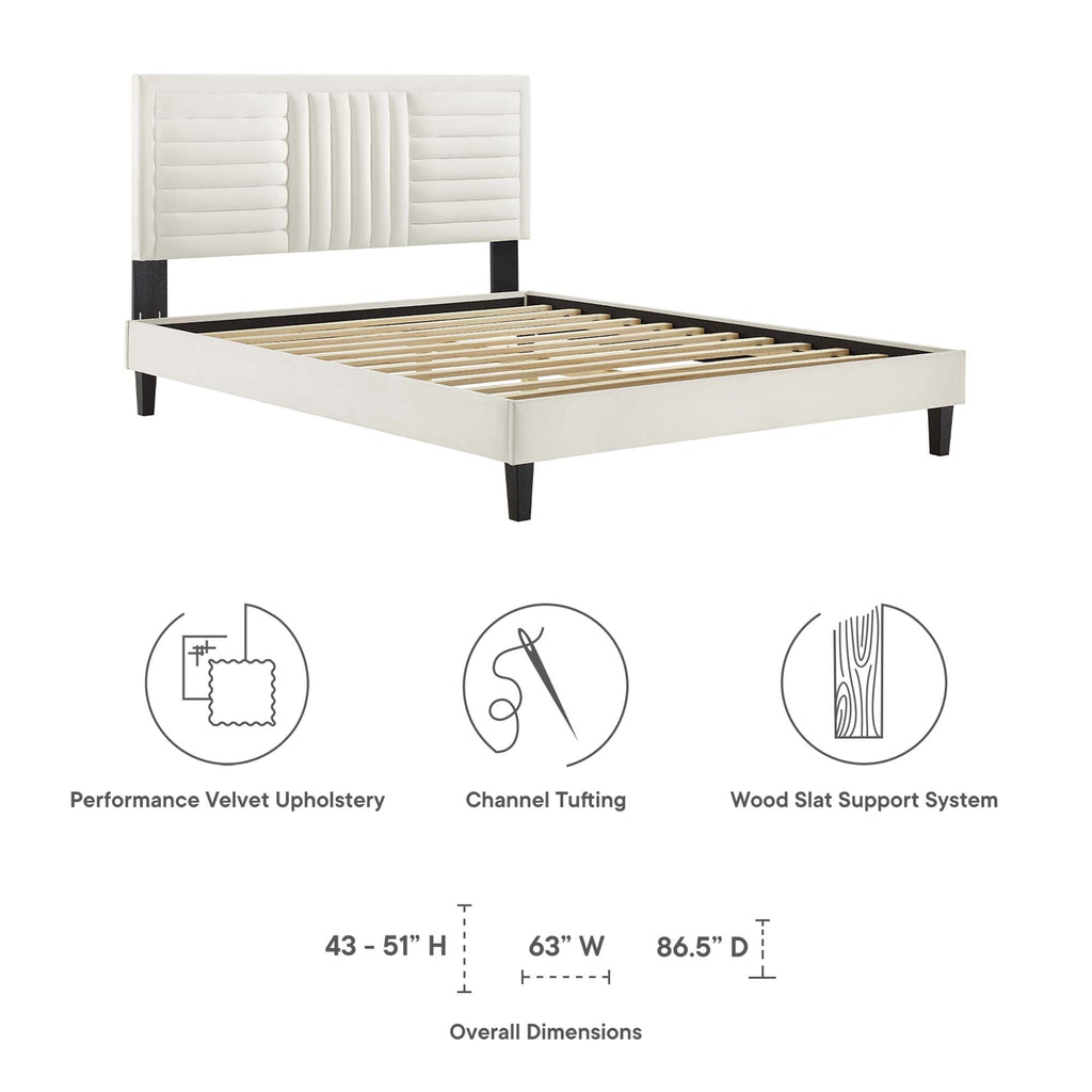 Sofia Channel Tufted Performance Velvet King Platform Bed by Modway - MOD-7015