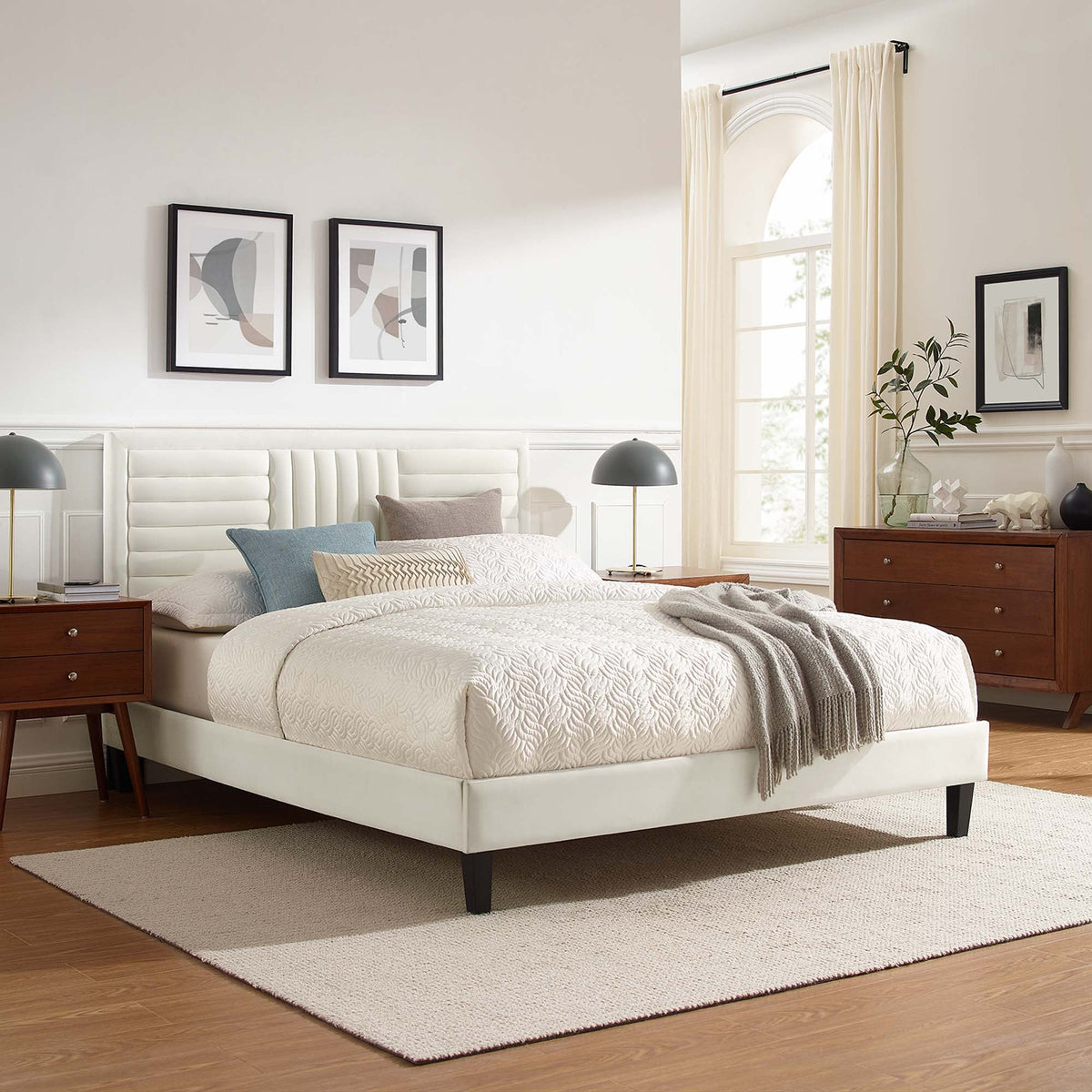 Sofia Channel Tufted Performance Velvet King Platform Bed by Modway - MOD-7015