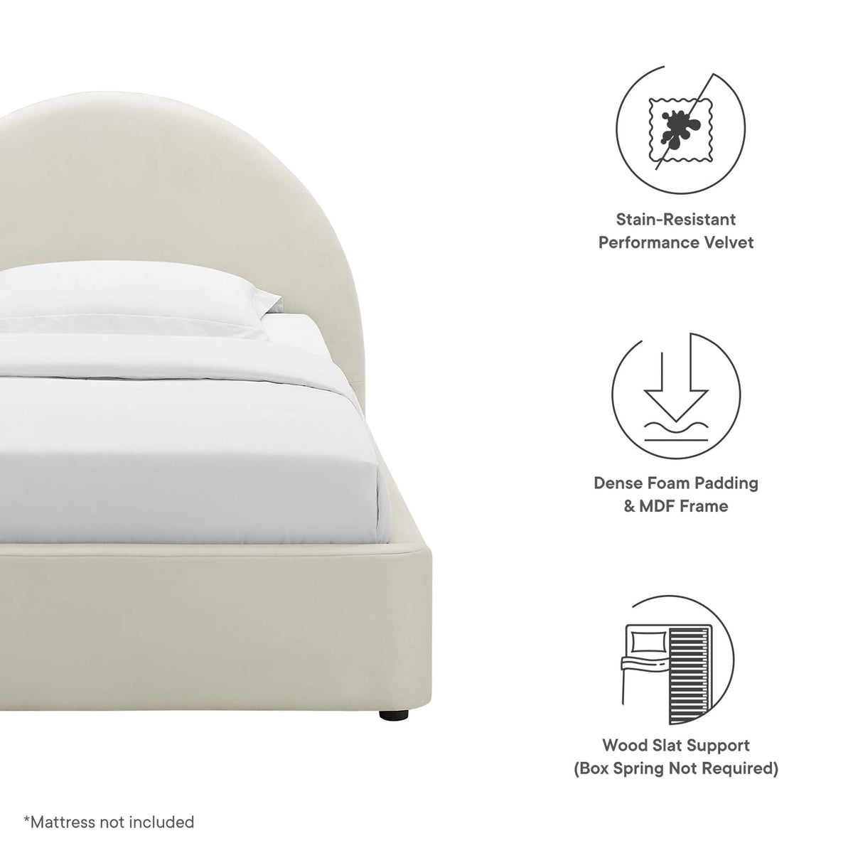 Modway Resort Velvet Platform Bed — Twin & Full