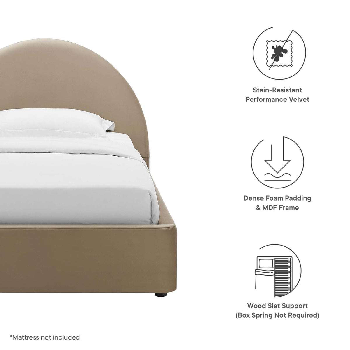 Modway Resort Velvet Platform Bed — Twin & Full