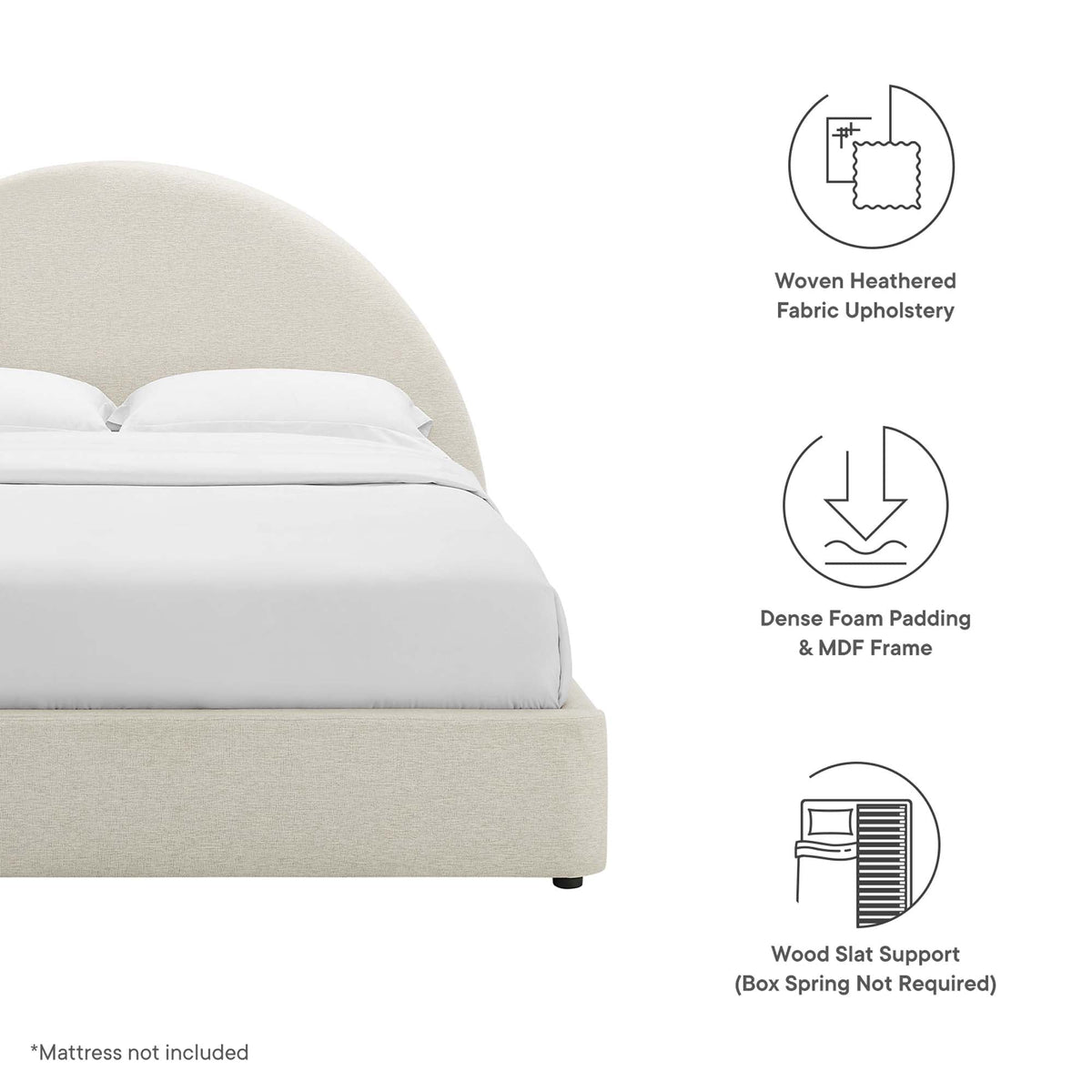 Resort Upholstered Fabric Arched Round Platform Bed by Modway