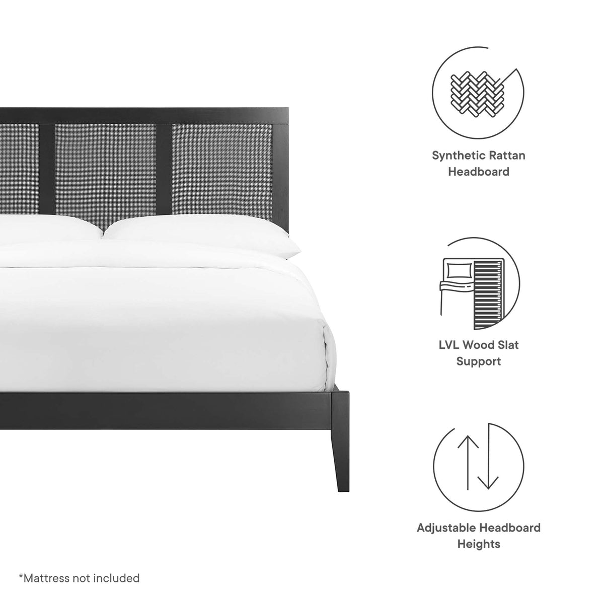 Sirocco Rattan and Wood Platform Bed by Modway