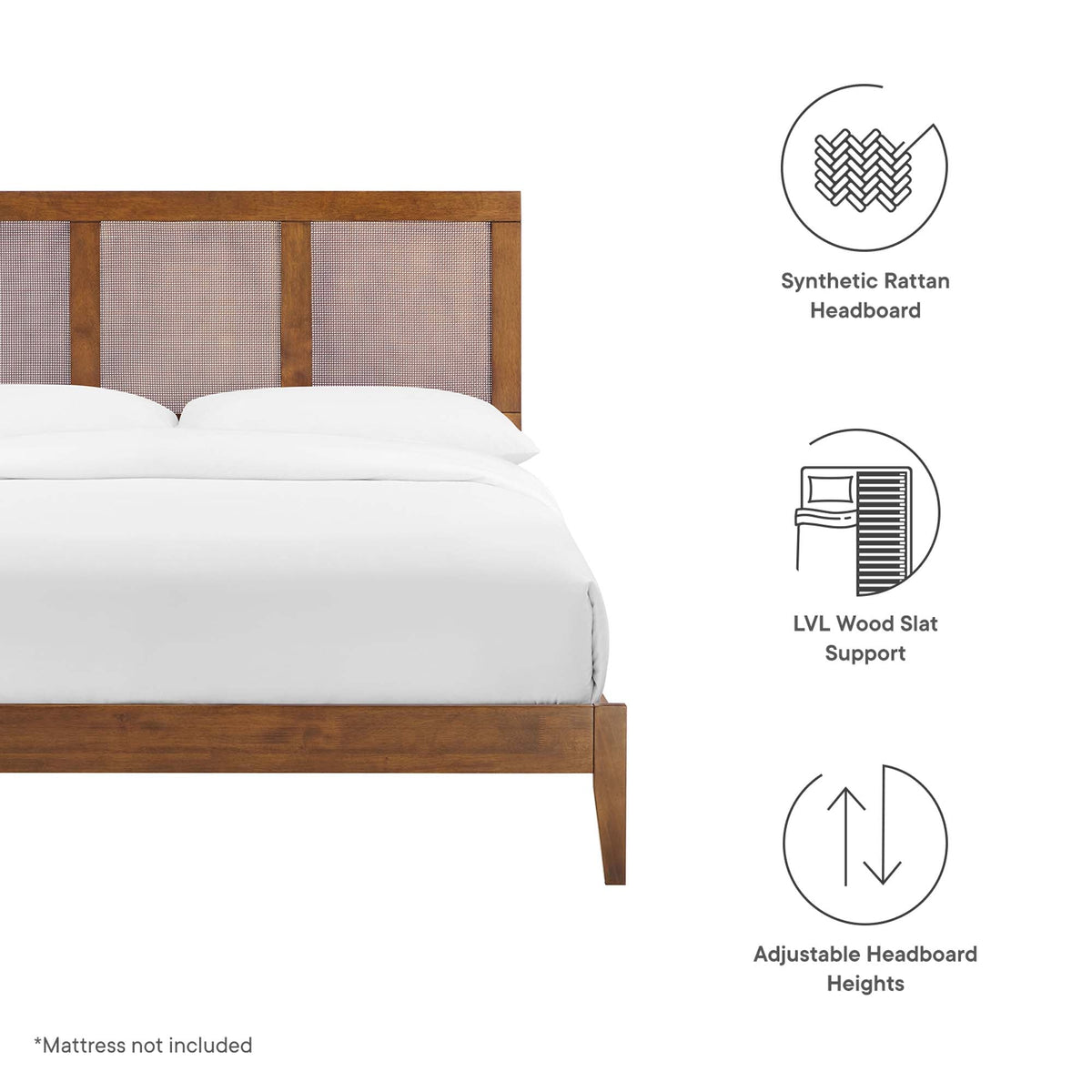 Sirocco Rattan and Wood Platform Bed by Modway