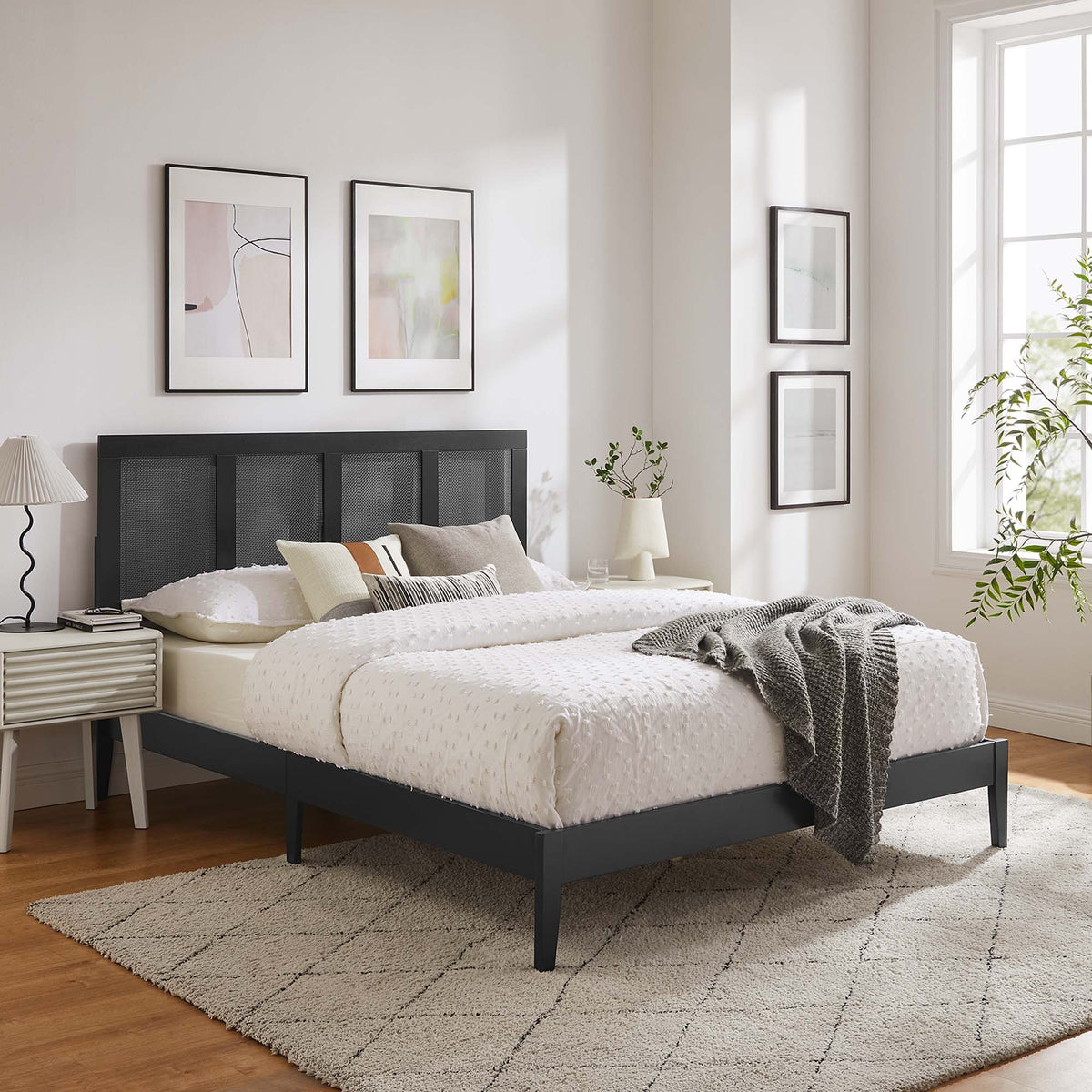Sirocco Rattan and Wood Platform Bed by Modway