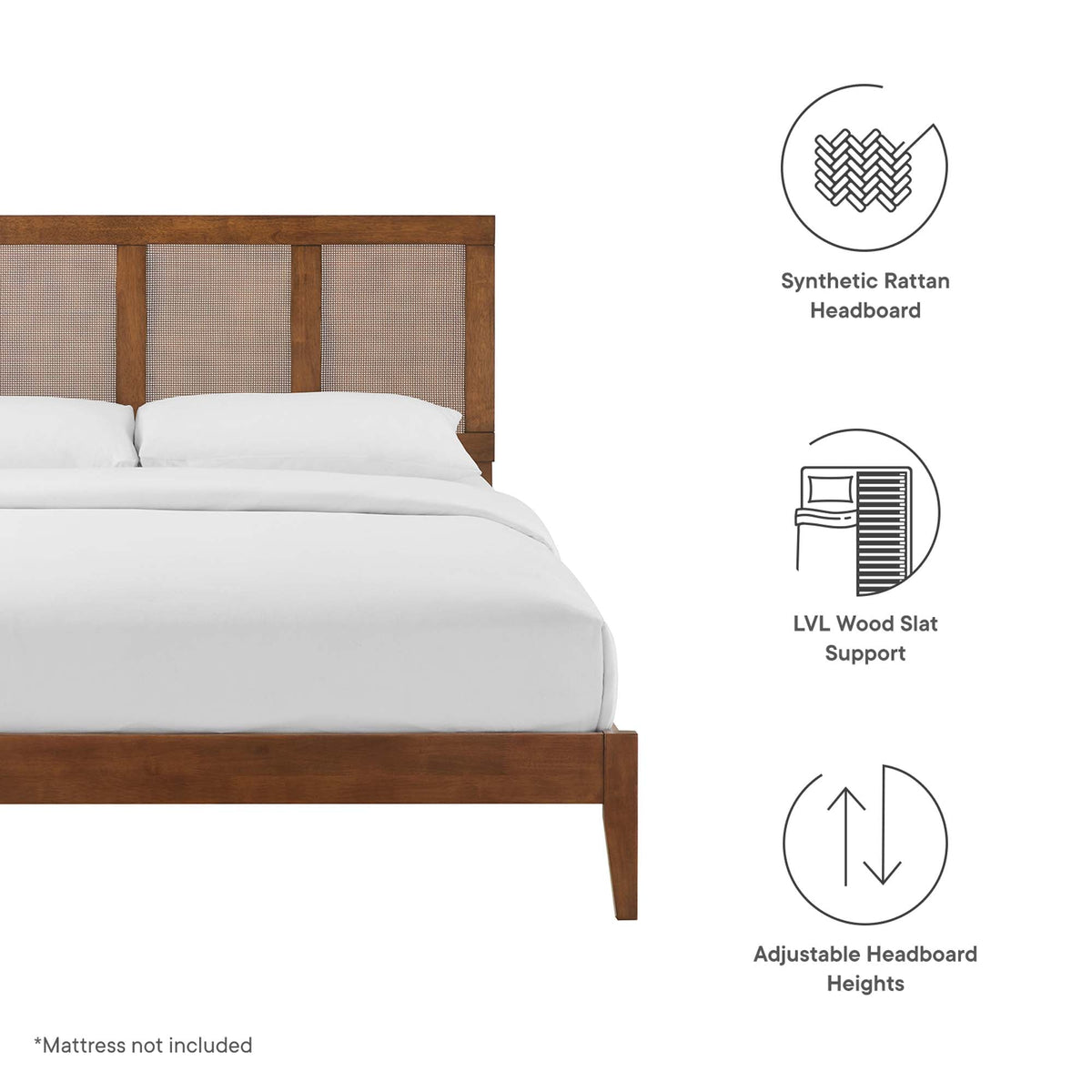 Sirocco Rattan and Wood Platform Bed by Modway