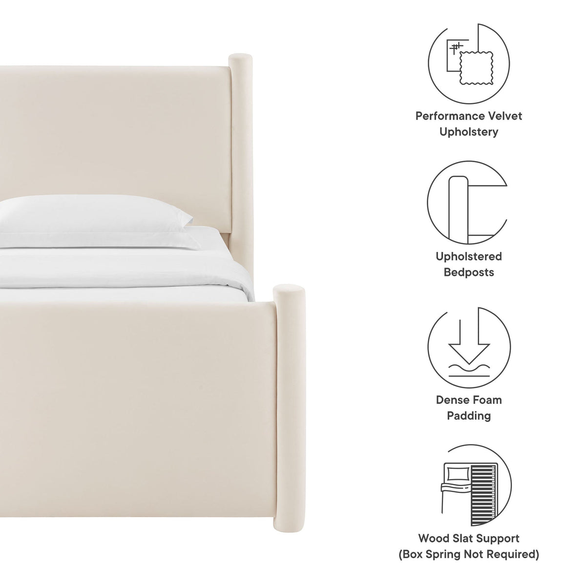Rael Rounded Post Performance Velvet Platform Bed by Modway