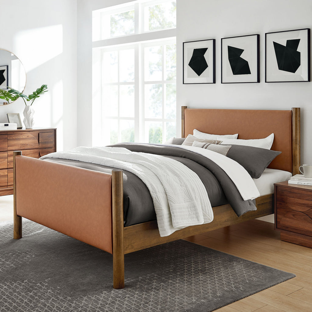 Maven Full Size Vegan Leather Upholstered Platform Bed by Modway