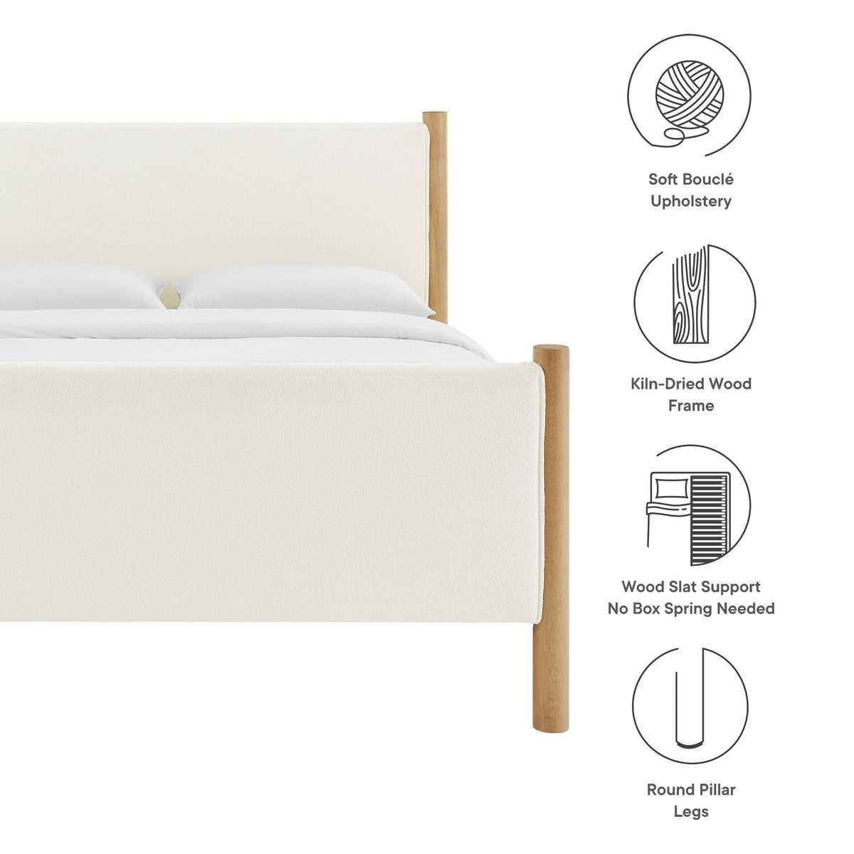 Maven Boucle Upholstered Platform Bed by Modway