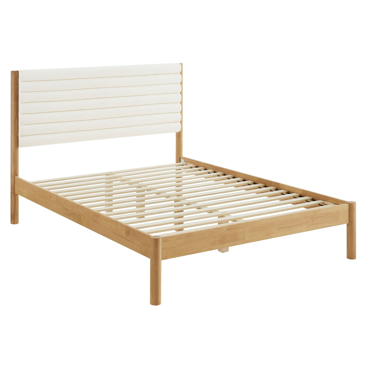 Olea Channel Tufted Boucle Solid Wood Platform Bed by Modway