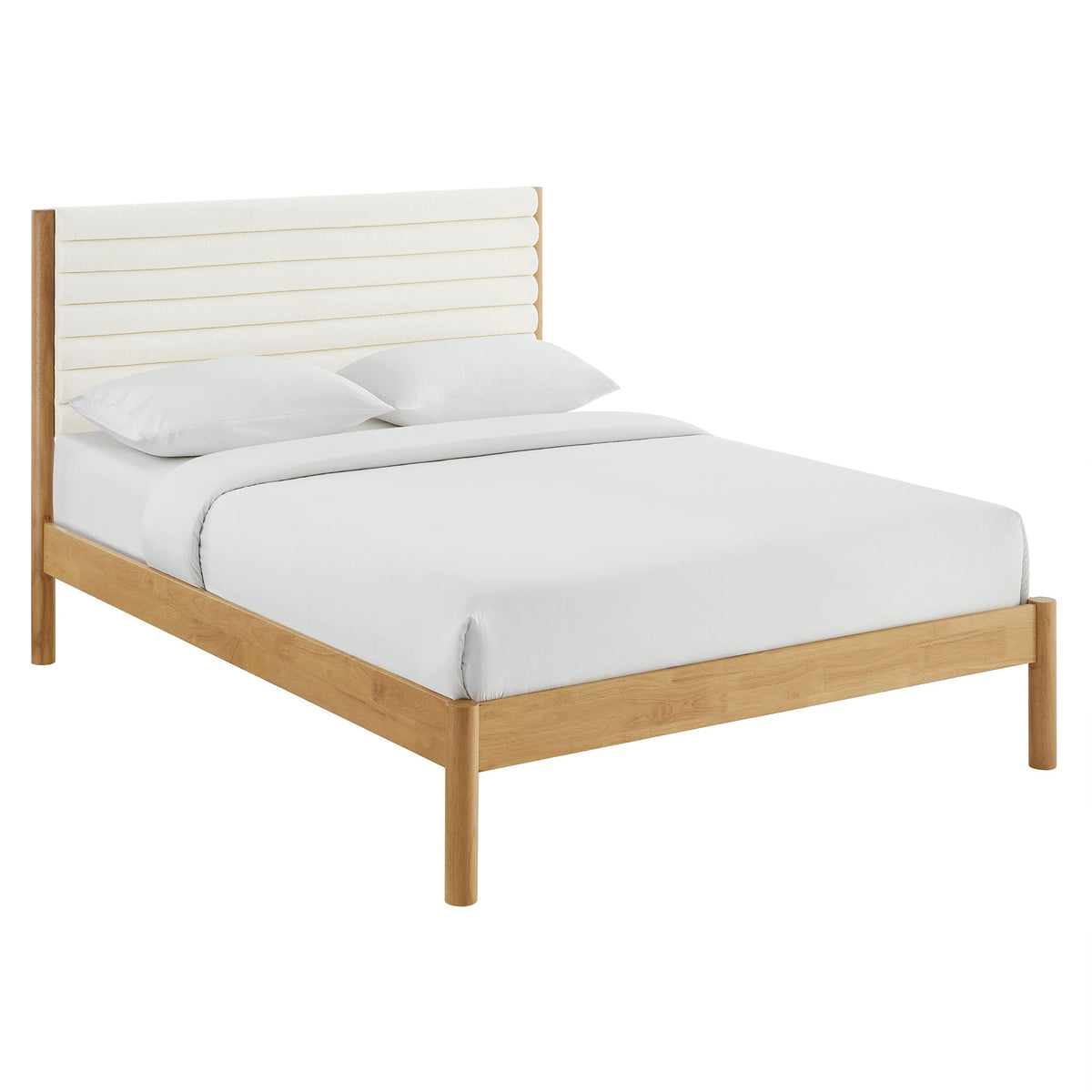 Olea Channel Tufted Boucle Solid Wood Platform Bed by Modway