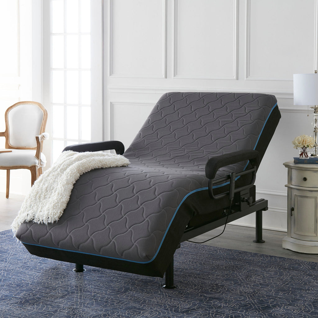 Adjustable Sleep To Stand Bed with Lift Assist and Memory Foam Mattress - Dark Gray