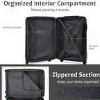 20-Inch Hardshell Carry-On Luggage with TSA Lock - Black