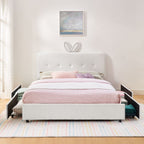 Upholstered Storage Bed with Oversized Rabbit Ear Headboard & LED Lights - Beige or Light Blue